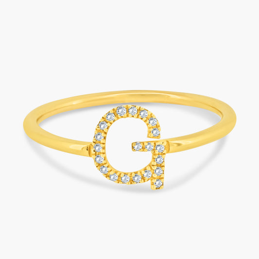 14K Yellow Gold Dainty Personalized Initial Ring-R60153701