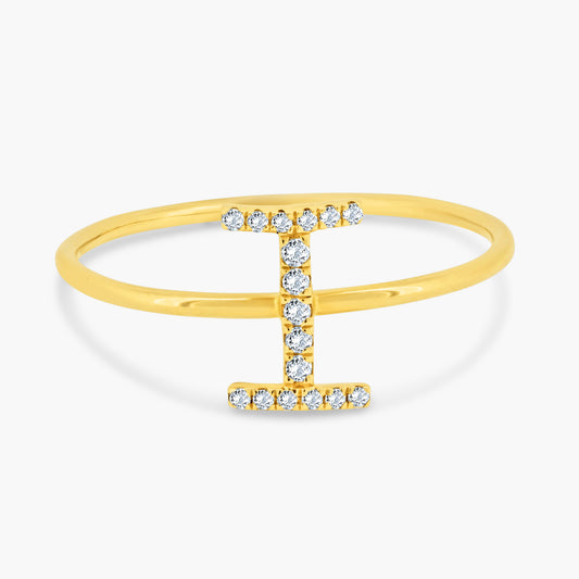 14K Yellow Gold Dainty Personalized Initial Ring-R60153702