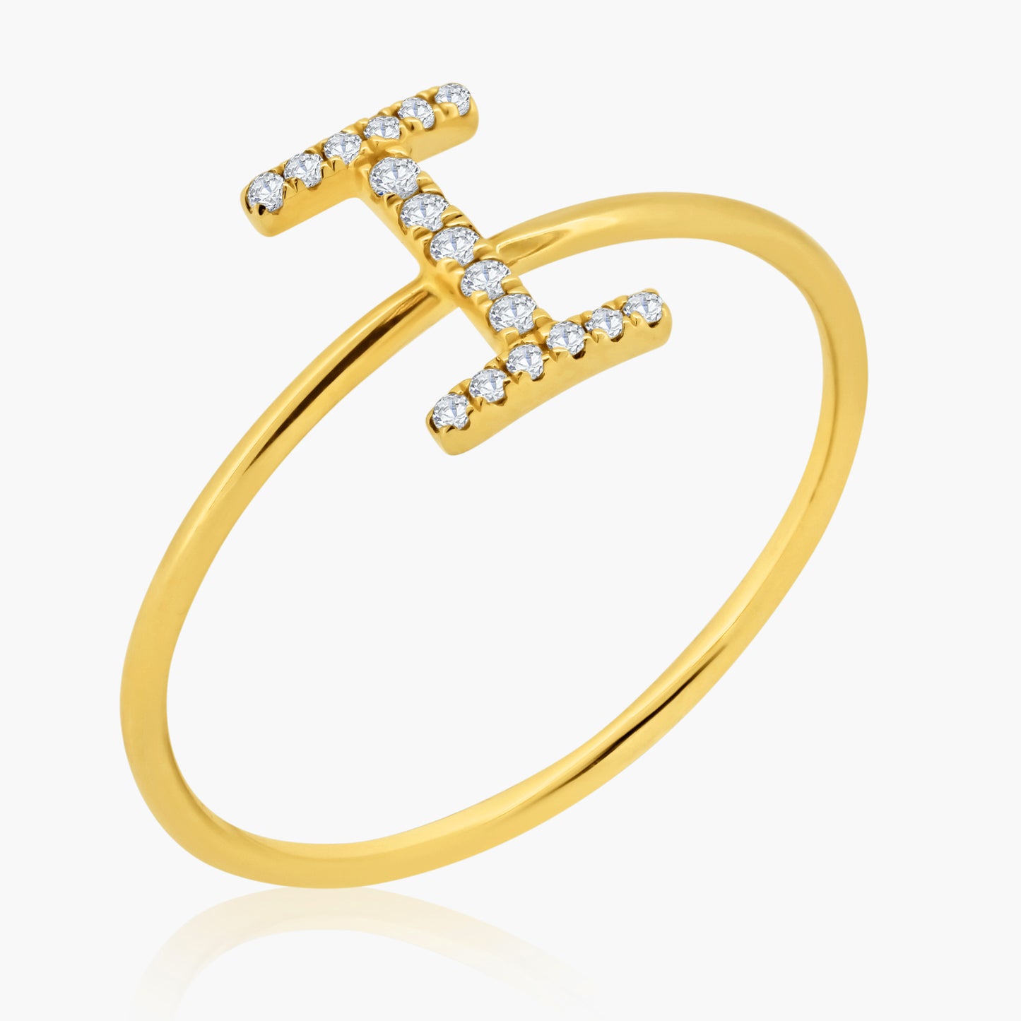 14K Yellow Gold Dainty Personalized Initial Ring-R60153702