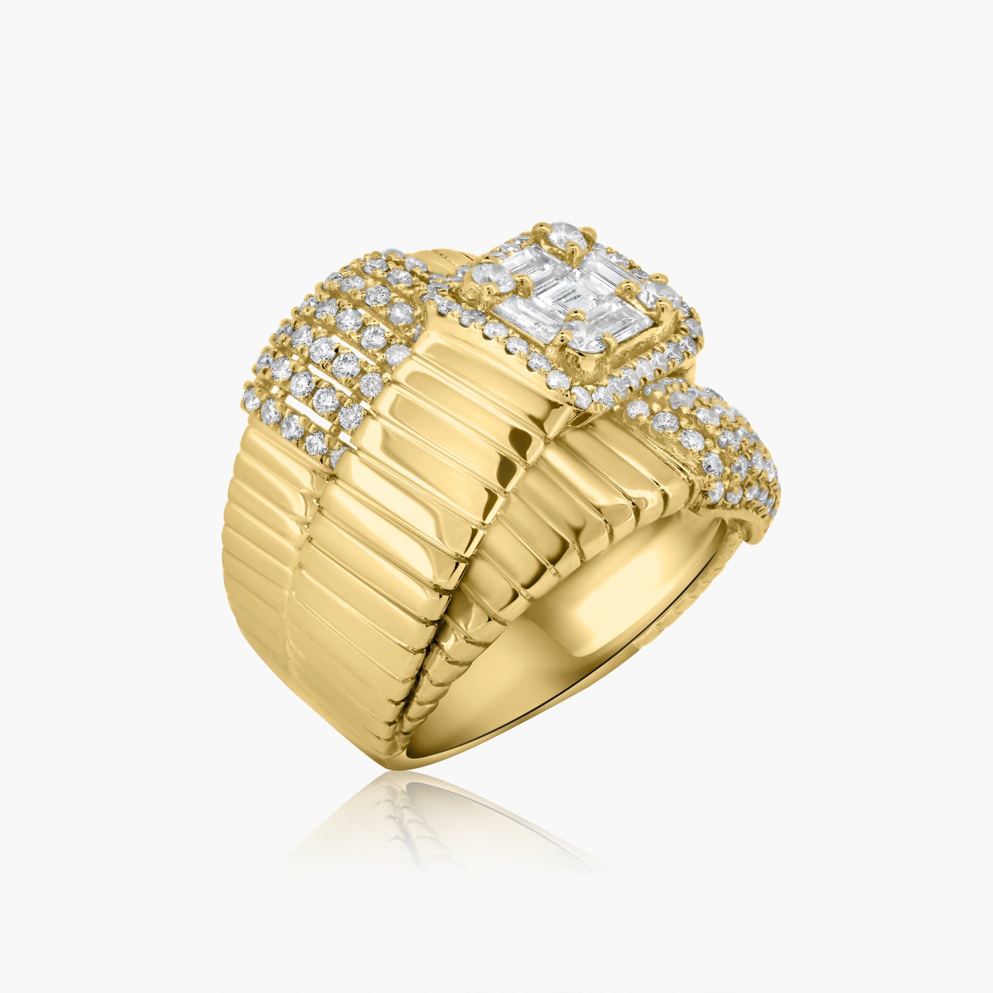 14K Yellow Gold Baguette Crossover Ring - R60187503