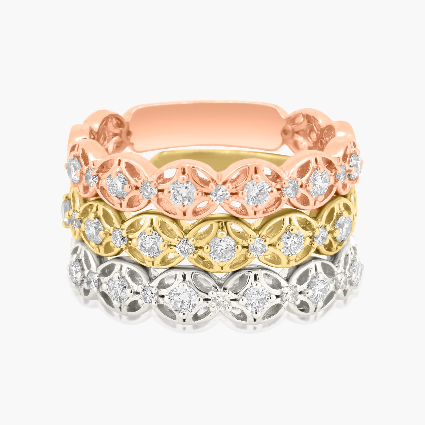 14K Tri Color Stackable Ring (set of 3)-R60218701O