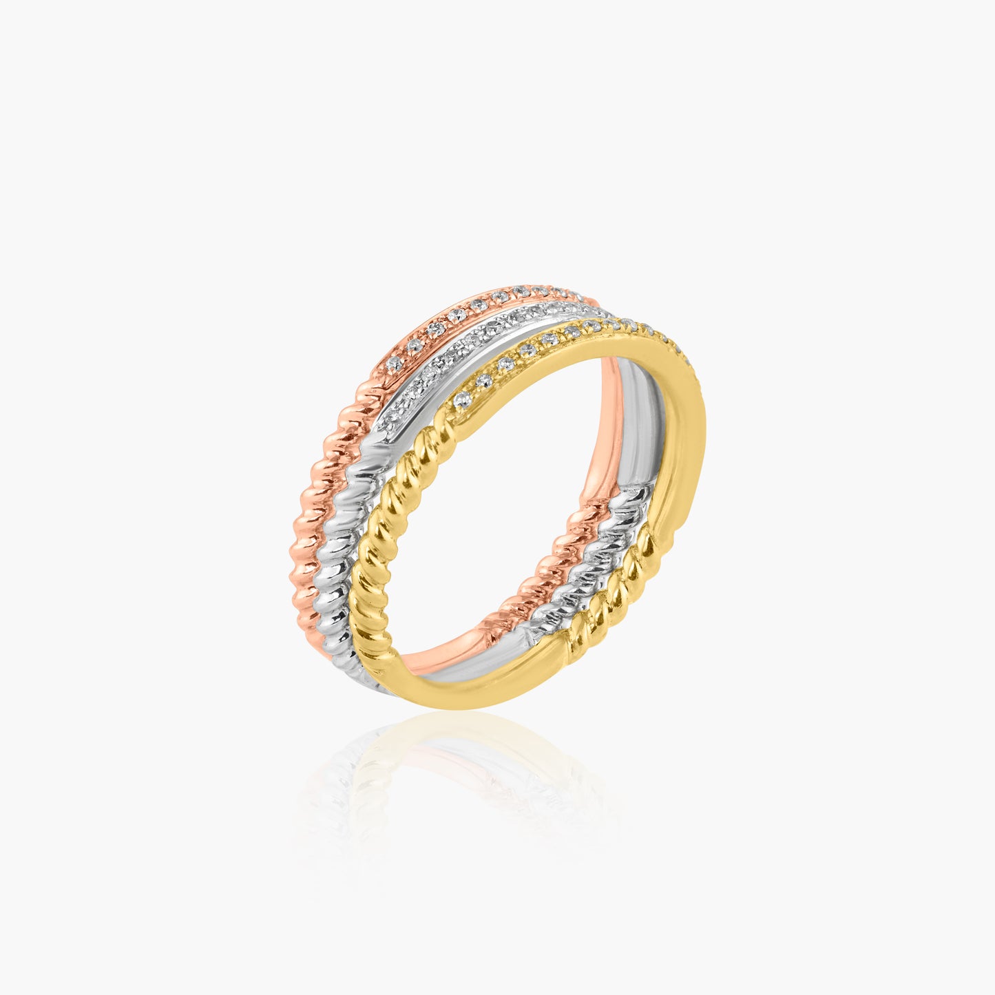 14K Tri Color Stackable Ring (set of 3)-R60221802