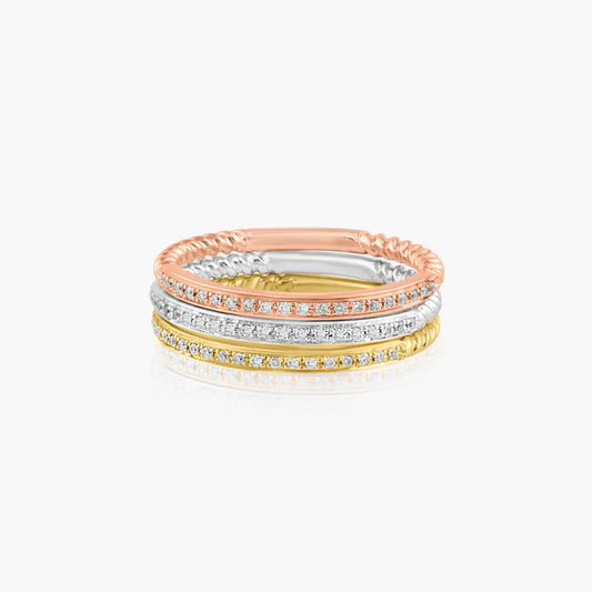 14K Tri Color Stackable Ring (set of 3)-R60221802