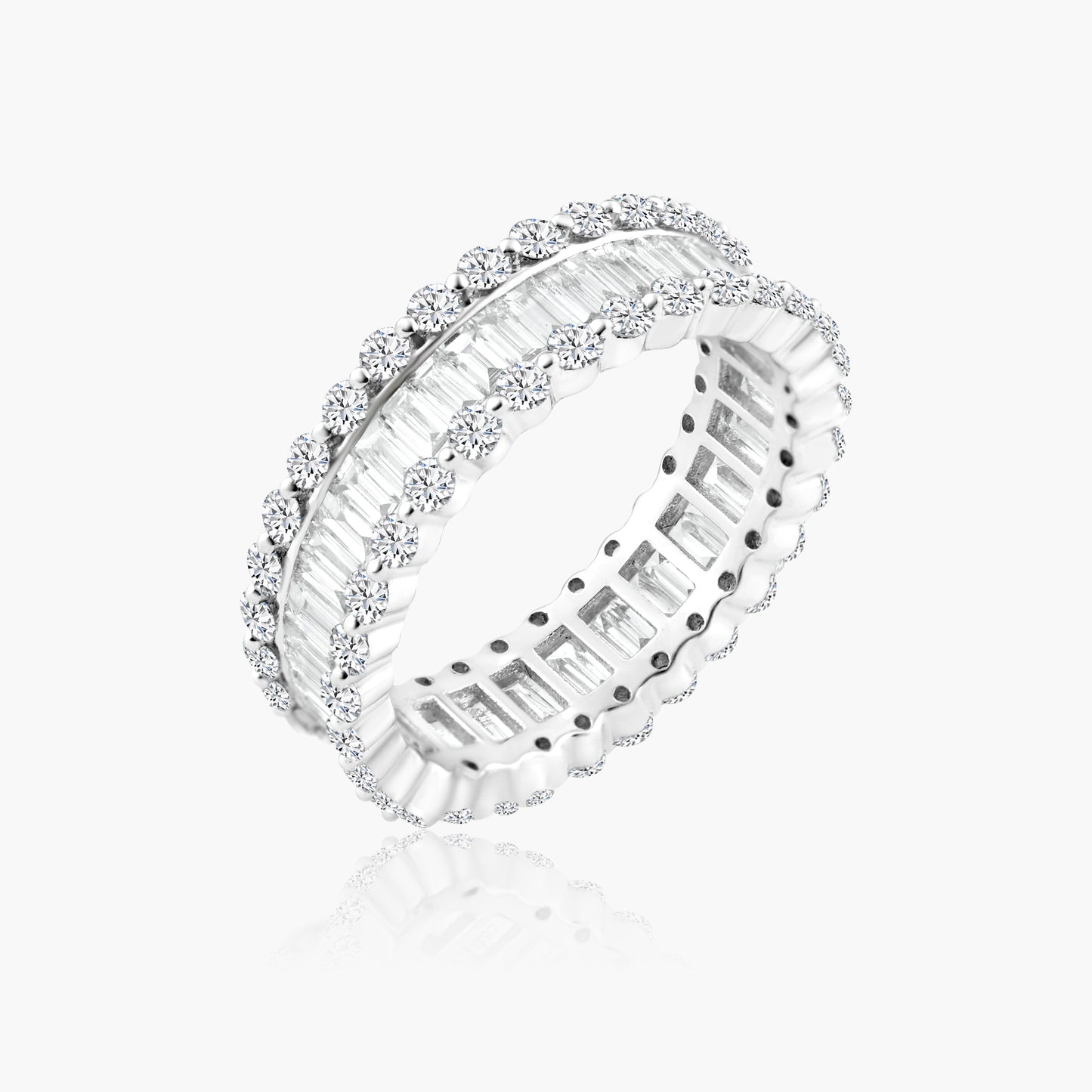 14K White Gold Baguette Band-R60230603