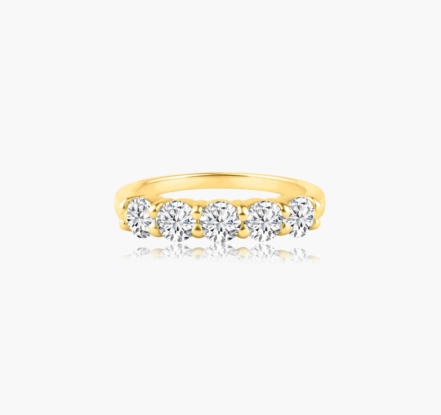 14K Yellow Gold Dainty Round Diamond Band-R60456809