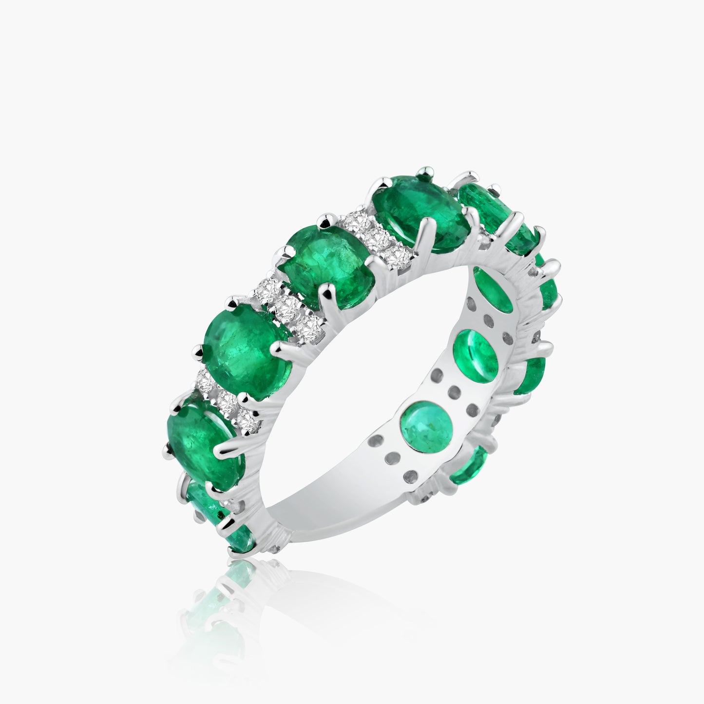 18K White Gold Emerald Statement Ring-R60472002E