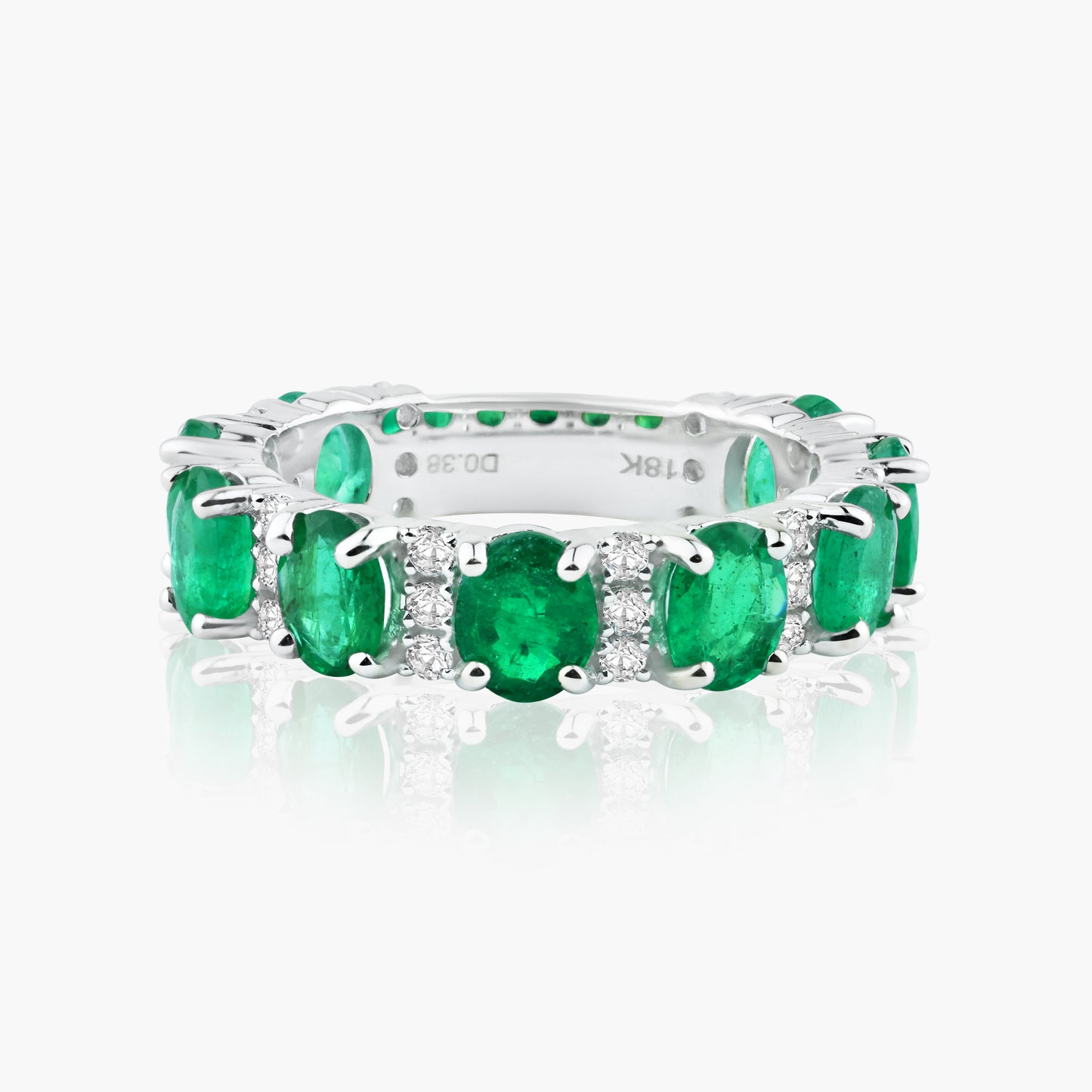 18K White Gold Emerald Statement Ring-R60472002E