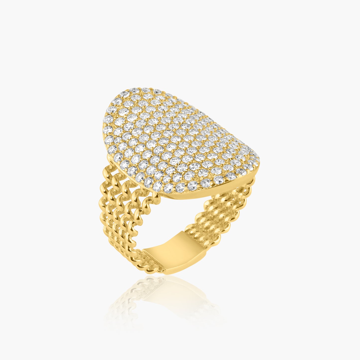 14K Yellow Gold Pave Diamond Statement Ring - R604888