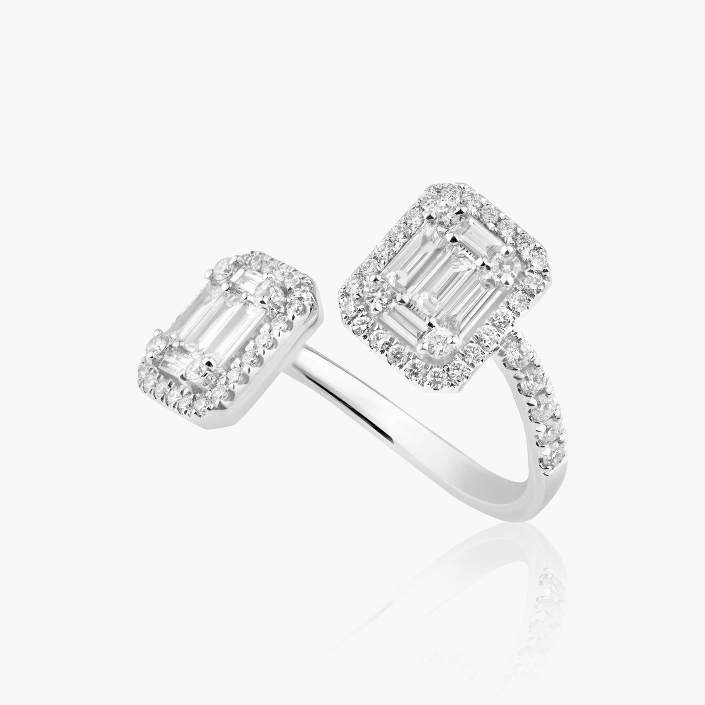 14K White Gold Baguette Wrap Ring - R605021