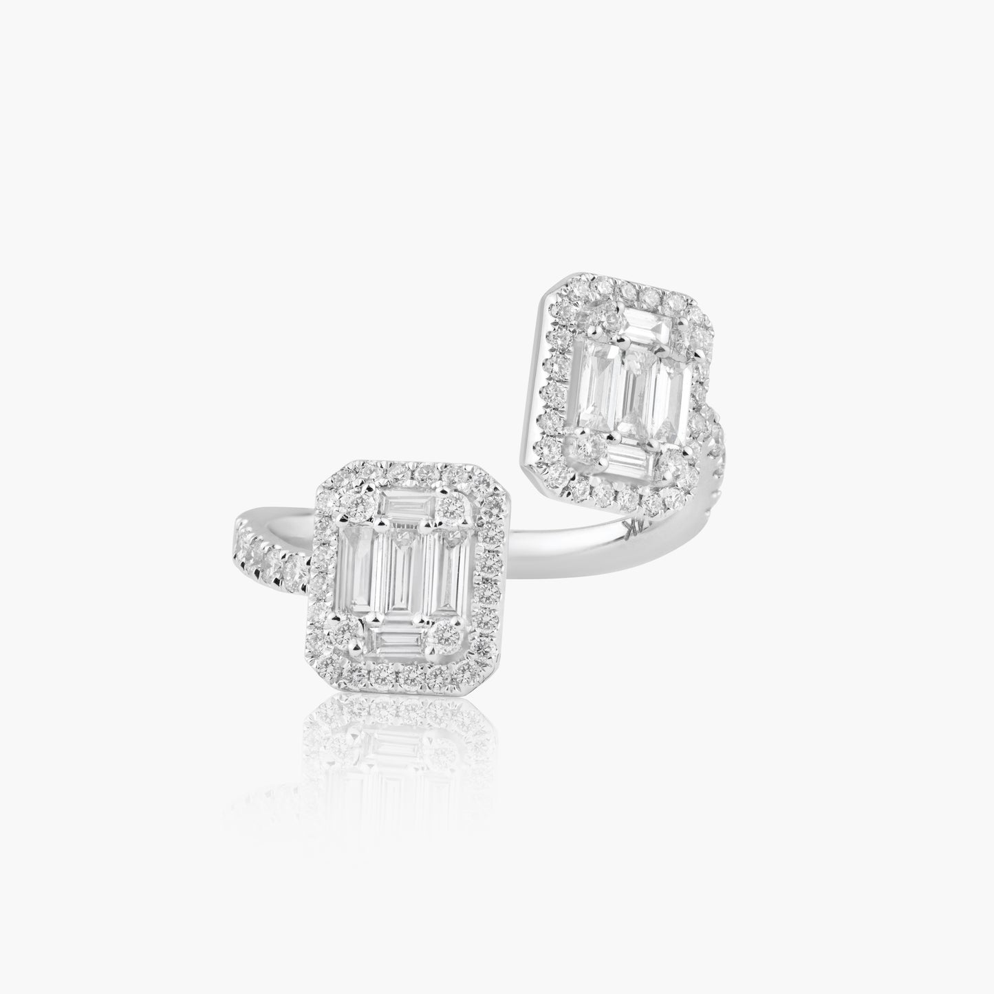 14K White Gold Baguette Wrap Ring - R605021