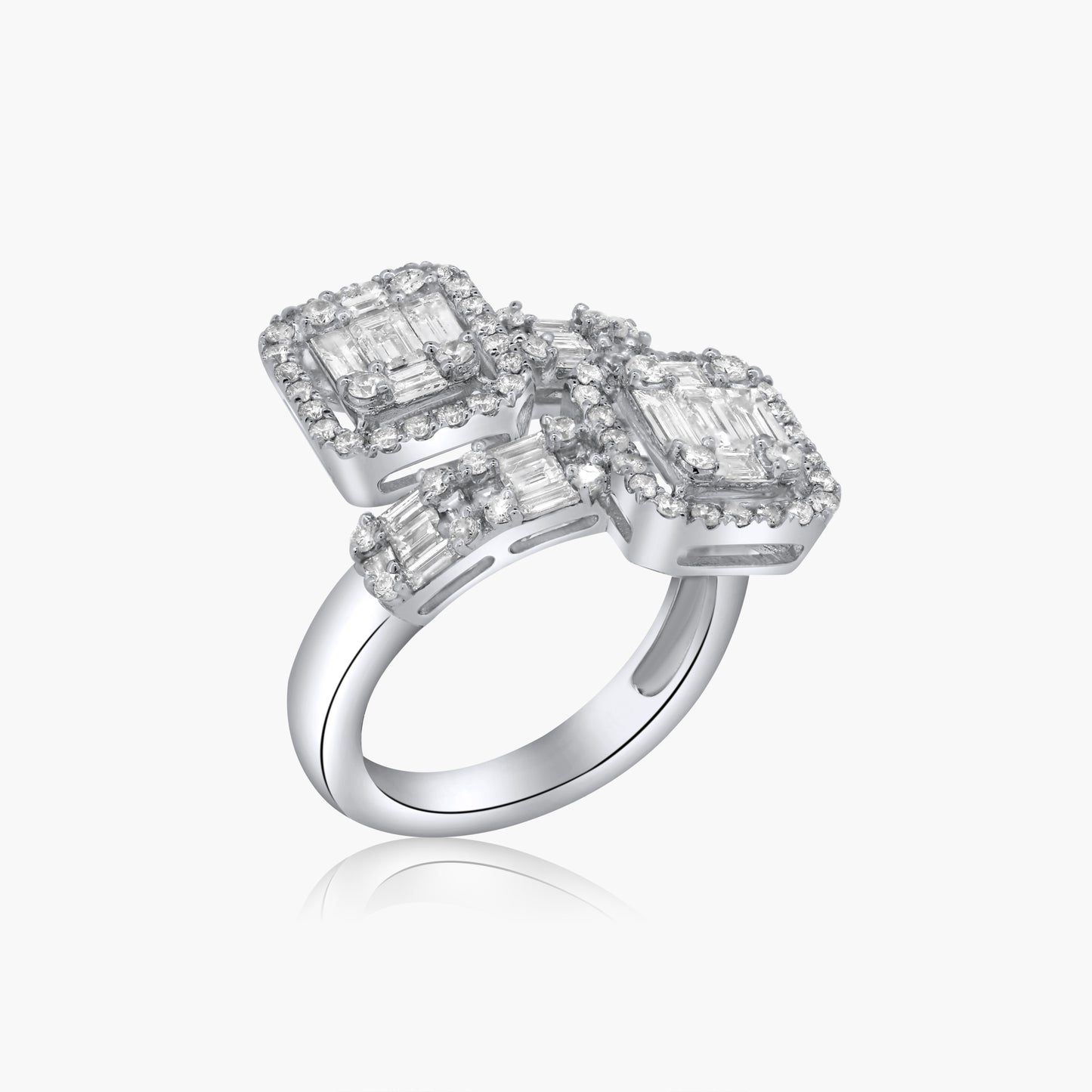 14K White Gold Baguette Wrap Ring - R605089