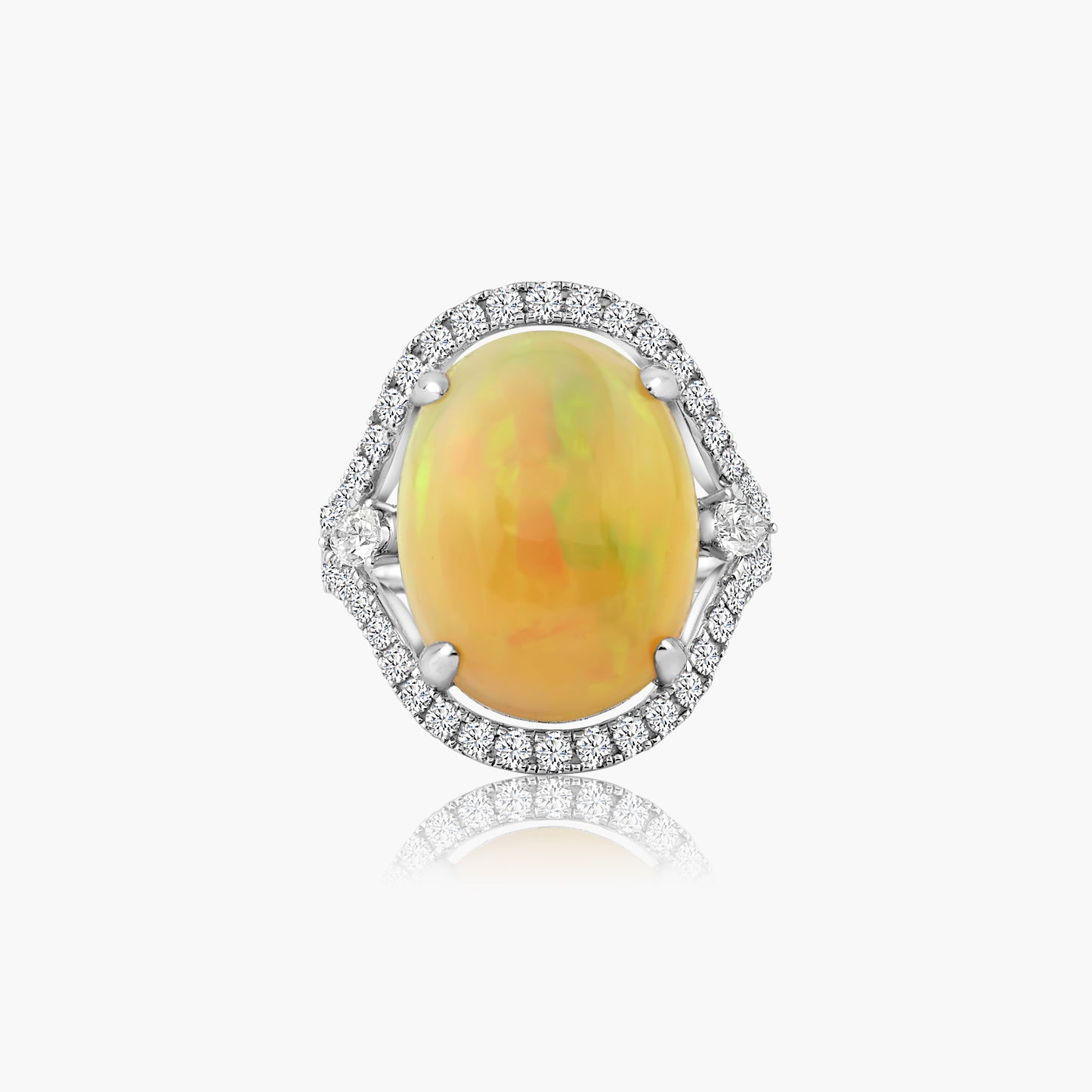 14K White Gold Opal Statement Ring - R605199