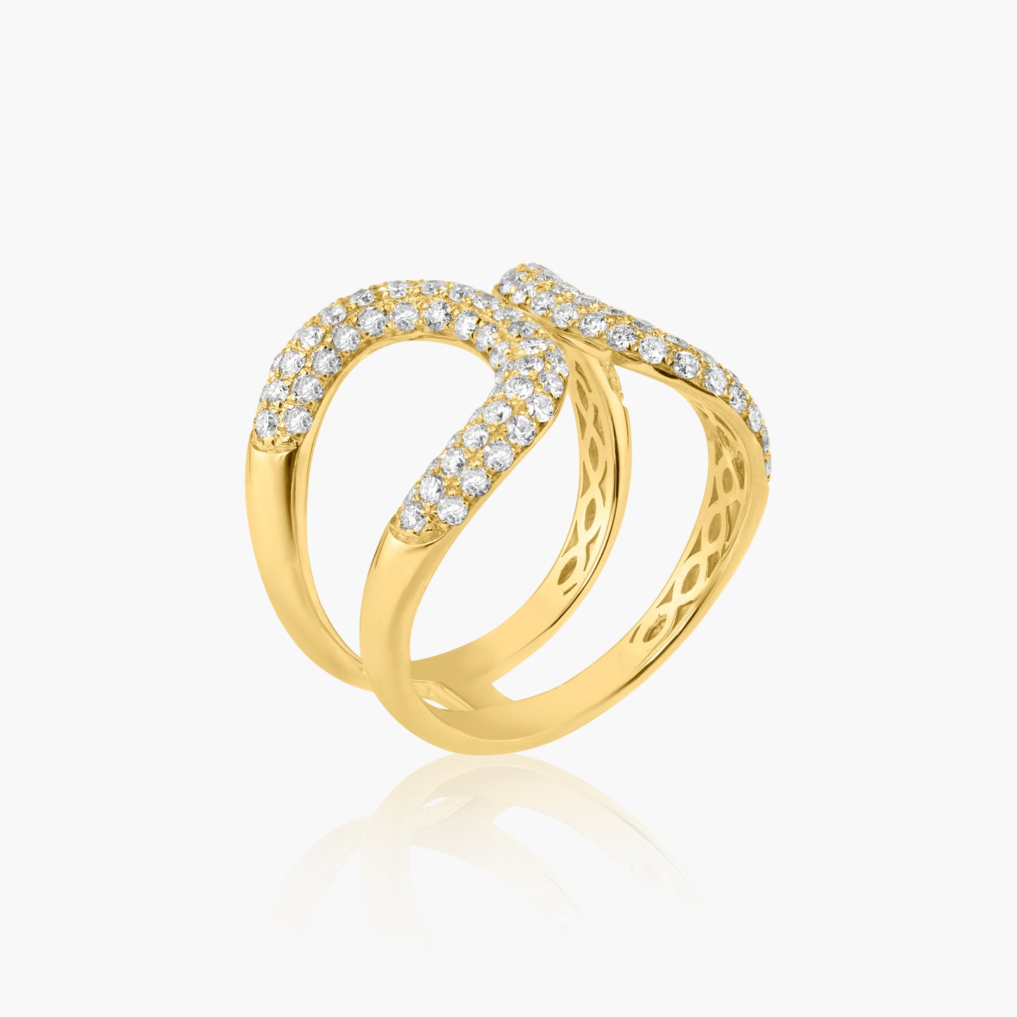 14K Yellow Gold Two Row Statement Ring - R605209