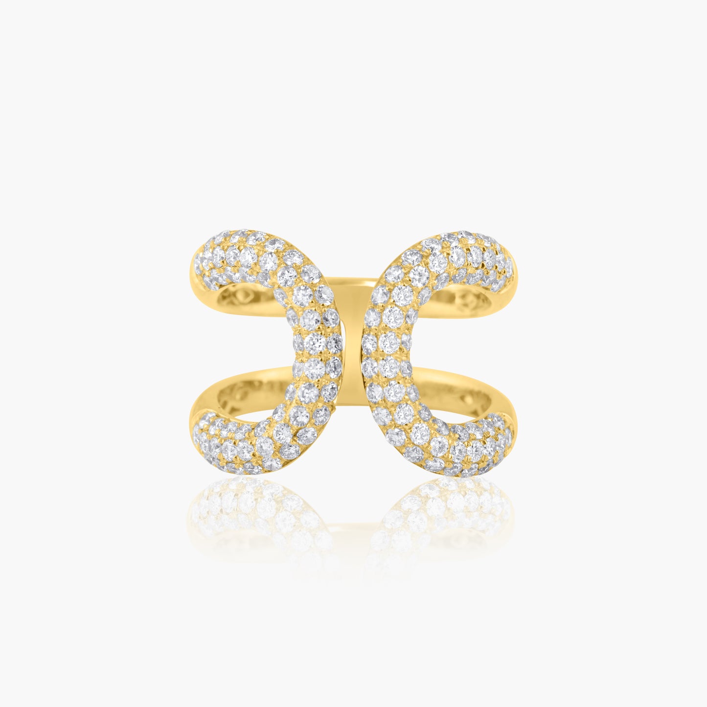 14K Yellow Gold Two Row Statement Ring - R605209