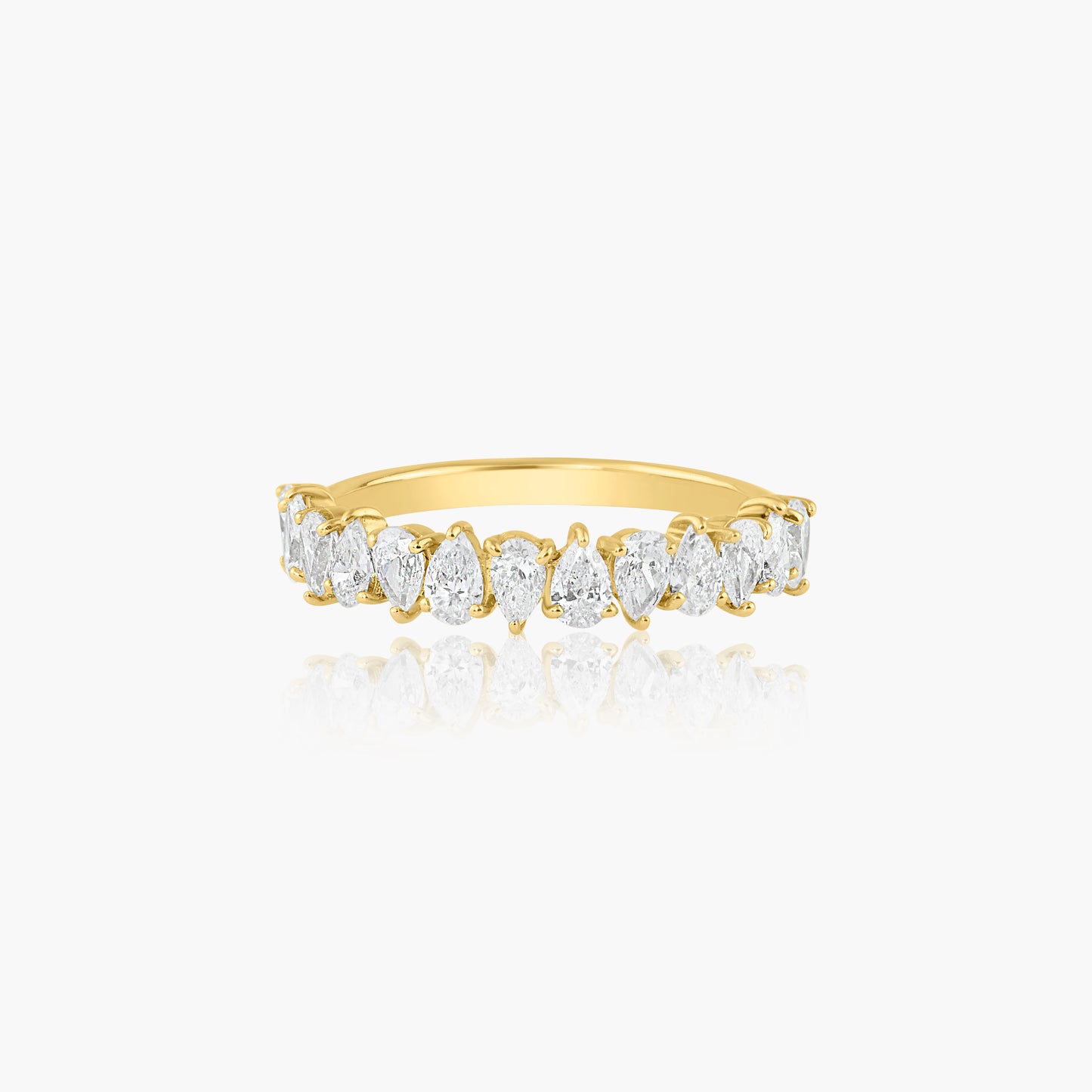 14K Yellow Gold Pear Diamond Dainty Band-R60522109