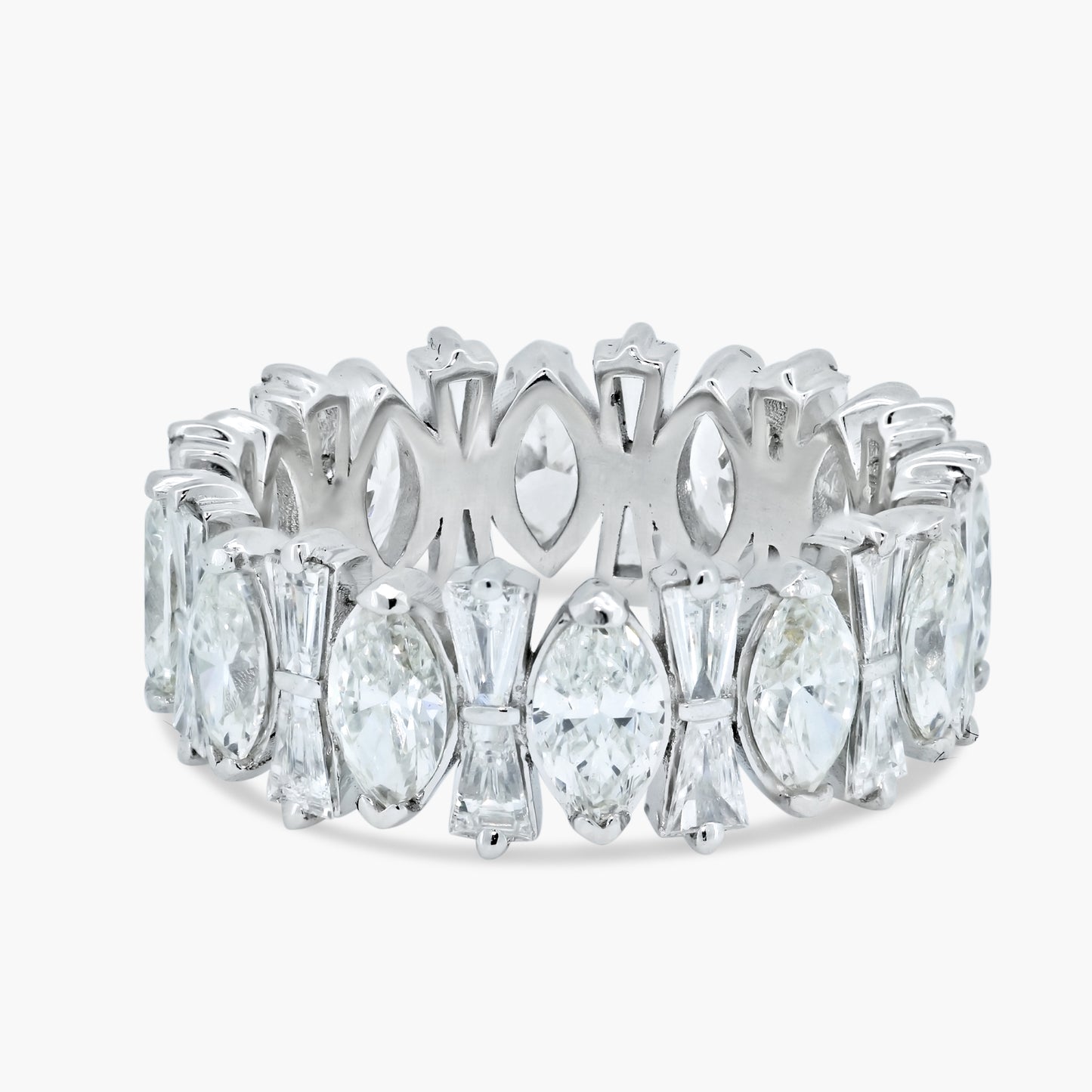 18K White Gold Marquise And Baguette Band-R605227