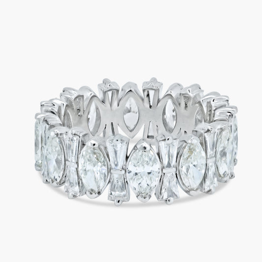 18K White Gold Marquise And Baguette Band-R605227