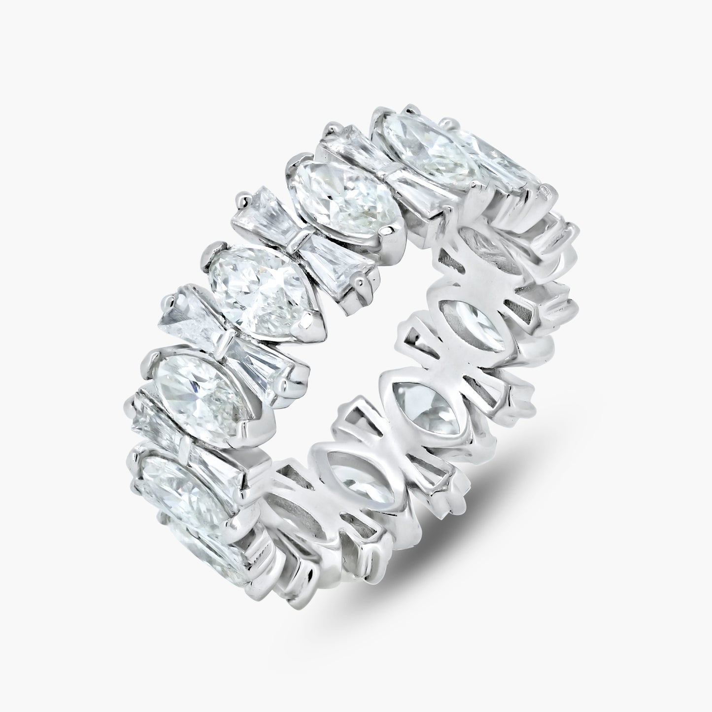 18K White Gold Marquise And Baguette Band-R605227