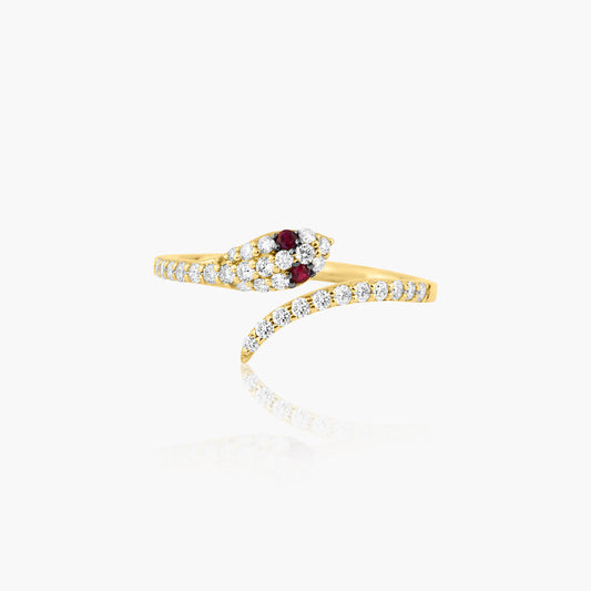 14K Two Tone Colored Gemstone Snake Ring - R60534701