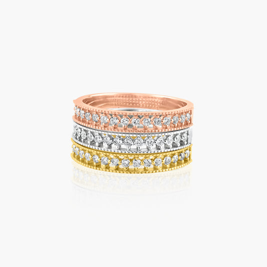 14K Tri Color Stackable Ring (set of 3)-R60548002