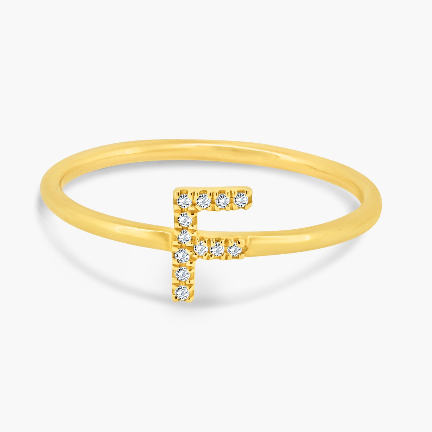 14K Yellow Gold Dainty Personalized Initial Ring-R605507