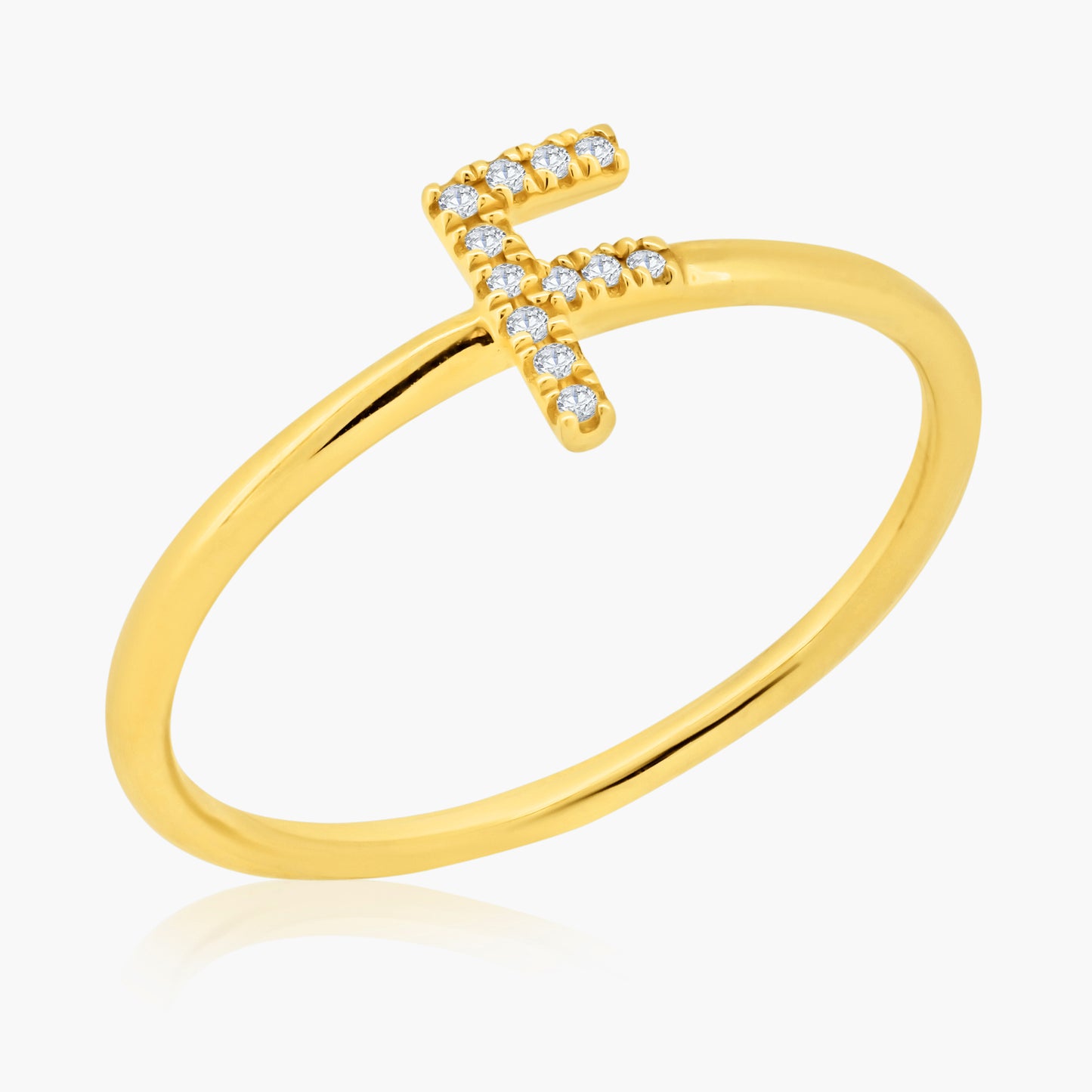 14K Yellow Gold Dainty Personalized Initial Ring-R605507