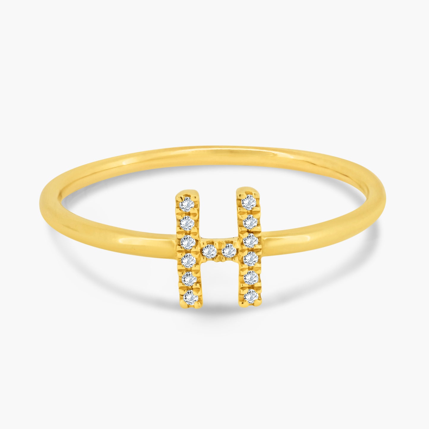 14K Yellow Gold Dainty Personalized Initial Ring-R605511