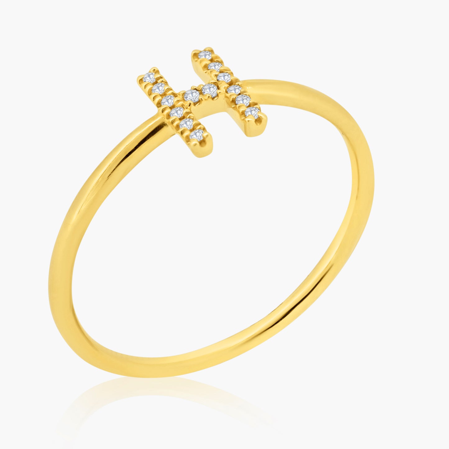 14K Yellow Gold Dainty Personalized Initial Ring-R605511