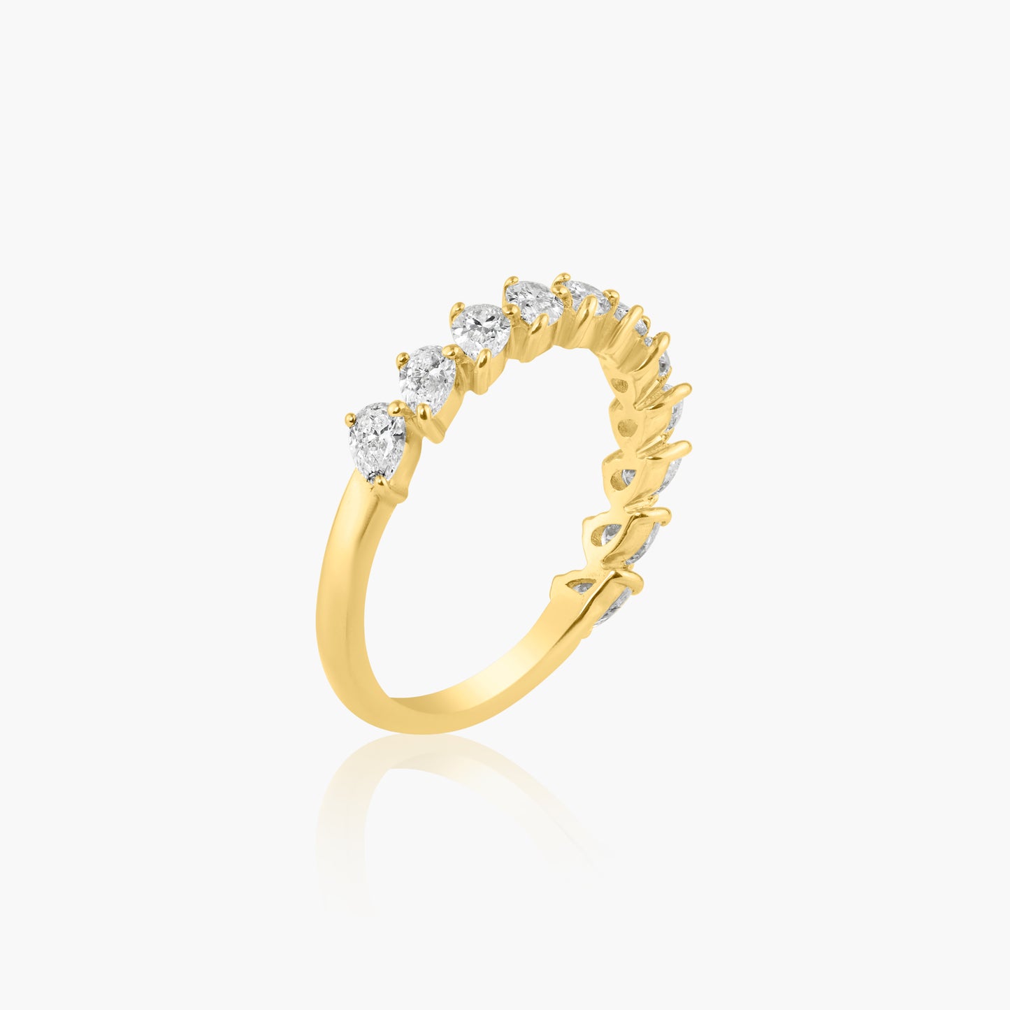 14K Yellow Gold Dainty Pear Diamond Band-R60551703