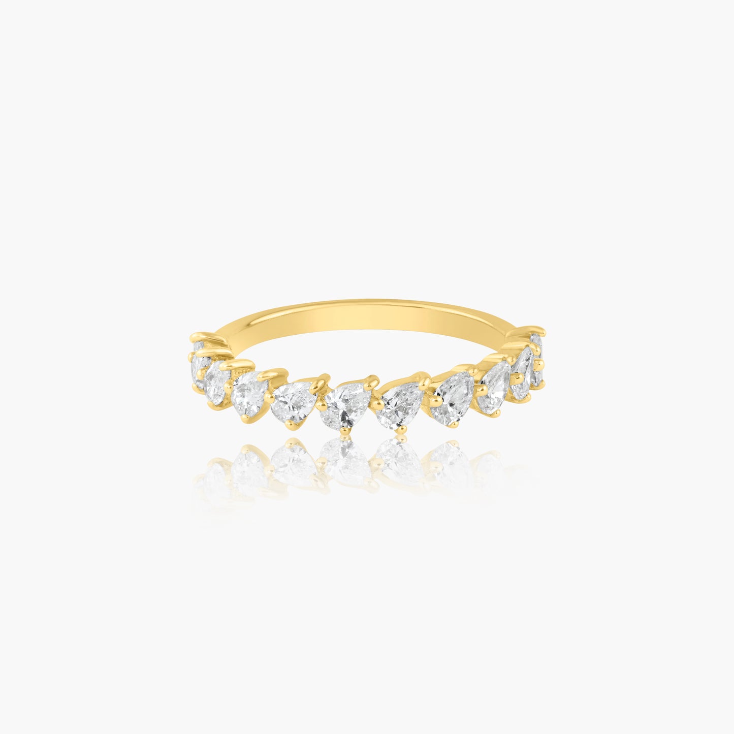 14K Yellow Gold Dainty Pear Diamond Band-R60551703