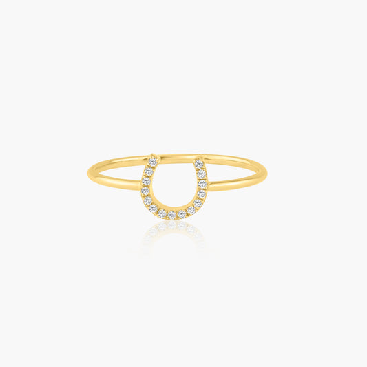 14K Yellow Gold Dainty Horseshoe Ring - R605565