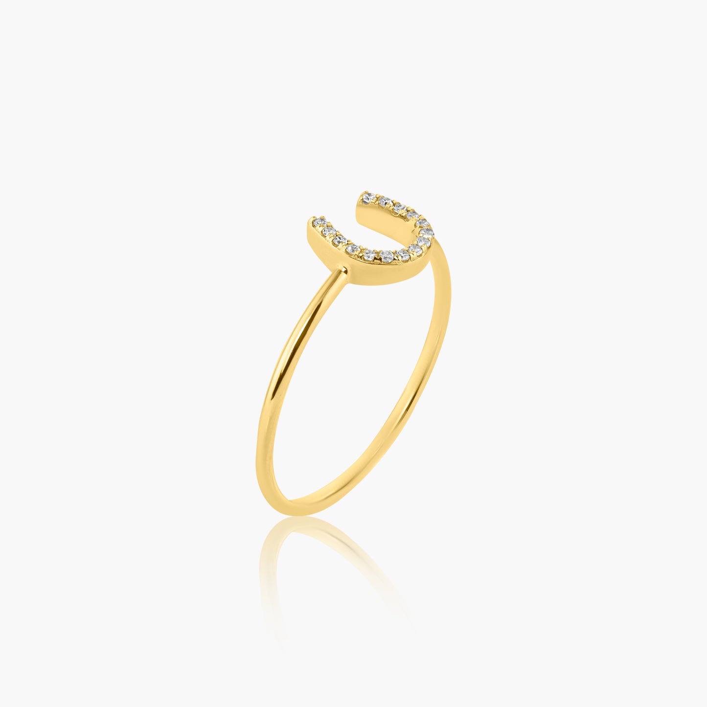 14K Yellow Gold Dainty Horseshoe Ring - R605565