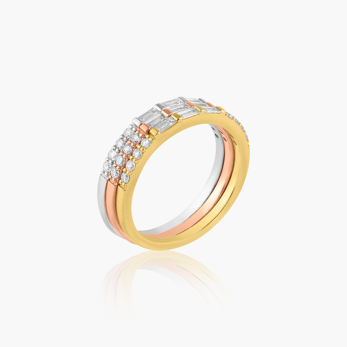 14K Tri Color Stackable Ring (set of 3)-R605568