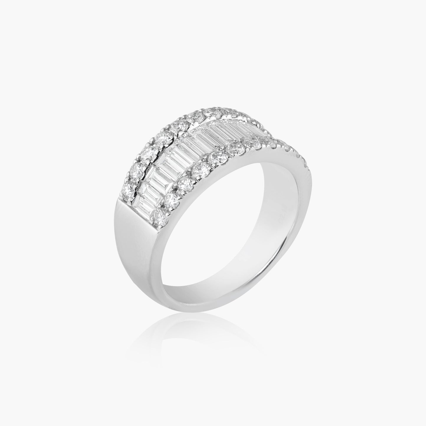 18K White Gold Baguette Band-R605598