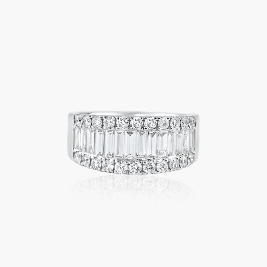 18K White Gold Baguette Band-R605598