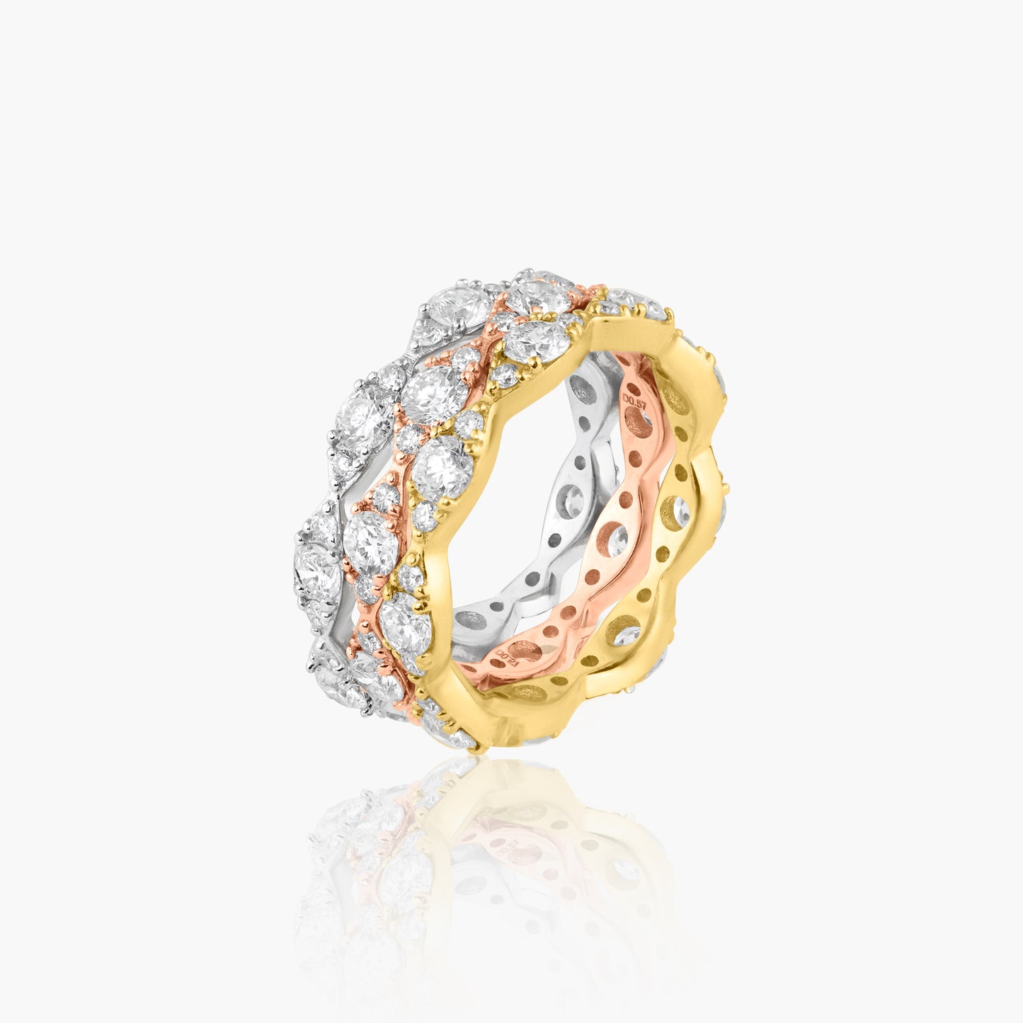 14K Tri Color Stackable Ring (set of 3)-R605640