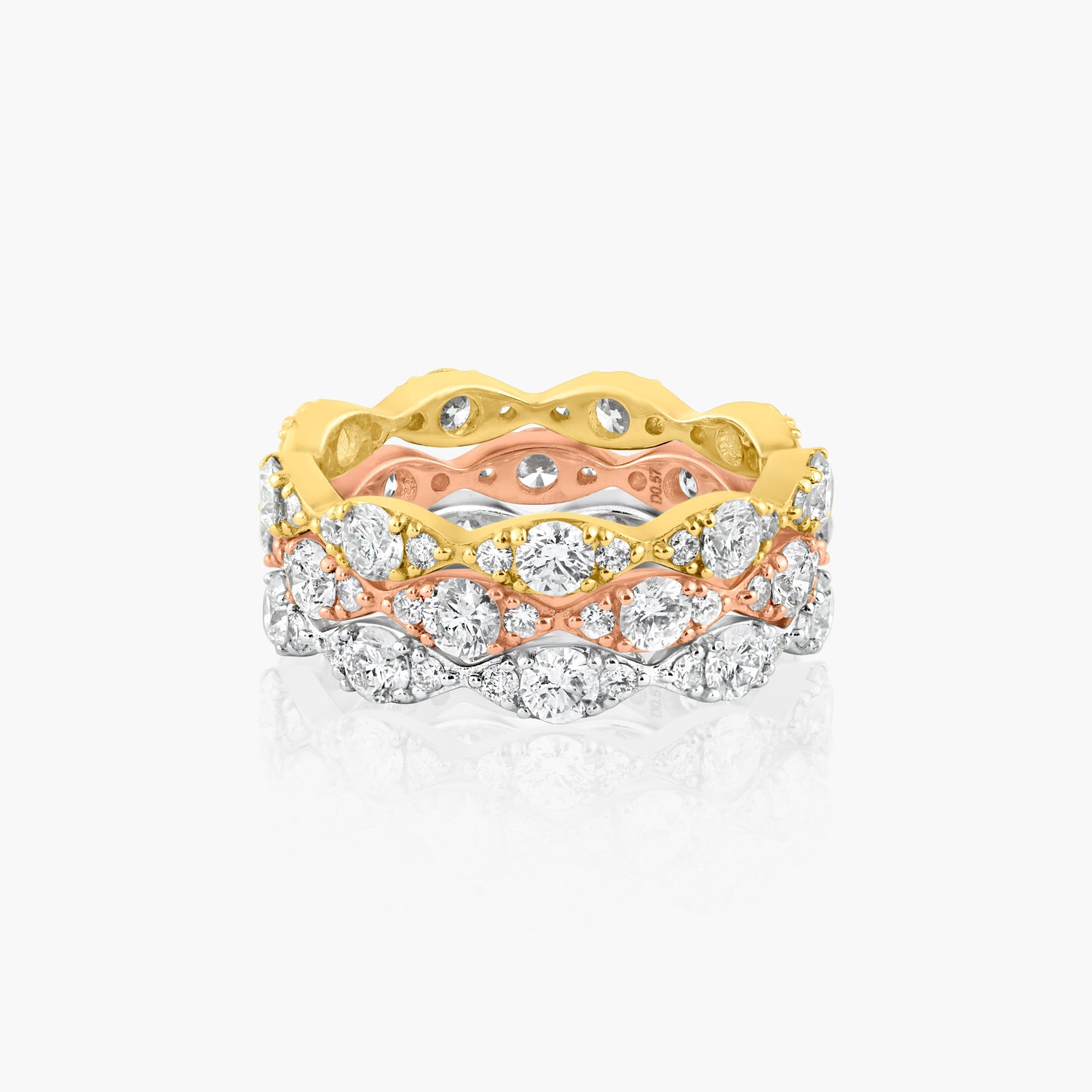 14K Tri Color Stackable Ring (set of 3)-R605640