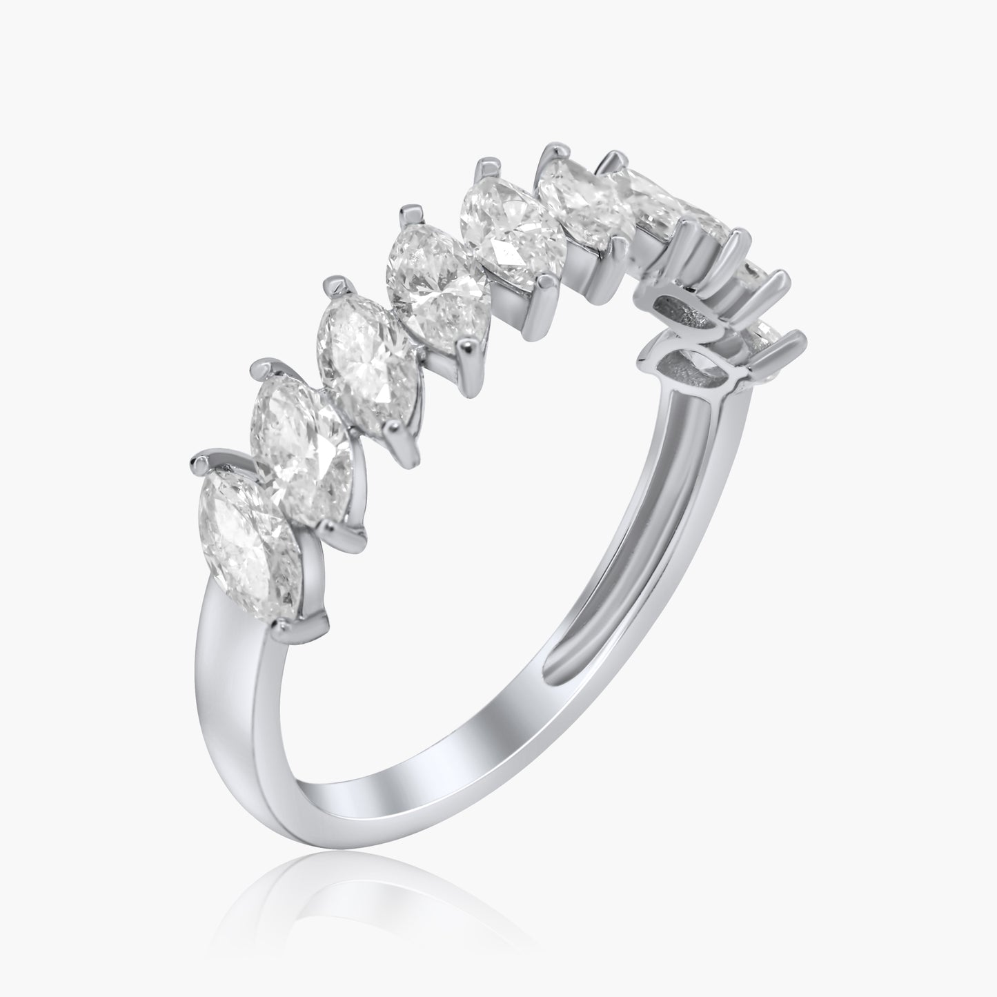 18K White Gold Marquise Diamond Band-R60565901