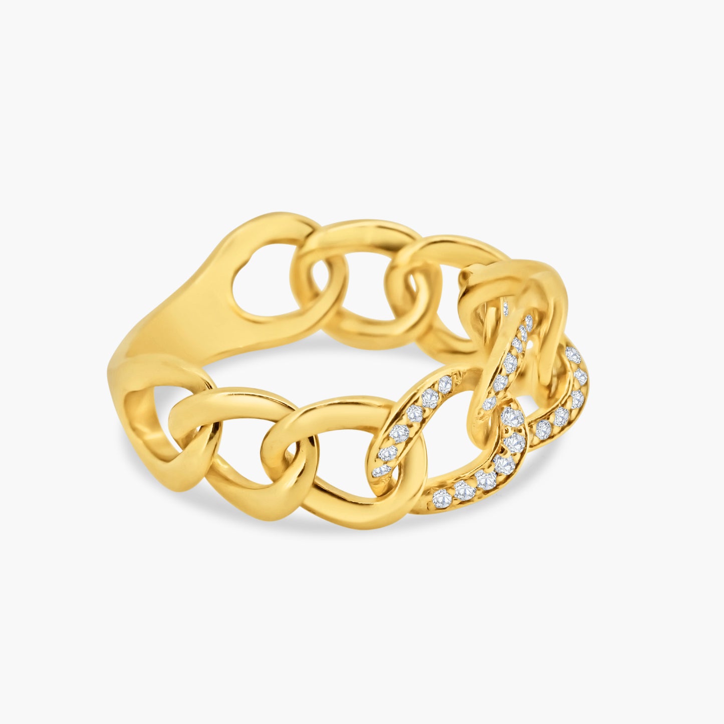 14K Yellow Gold Pave Diamond Chain Link Ring - R60577701