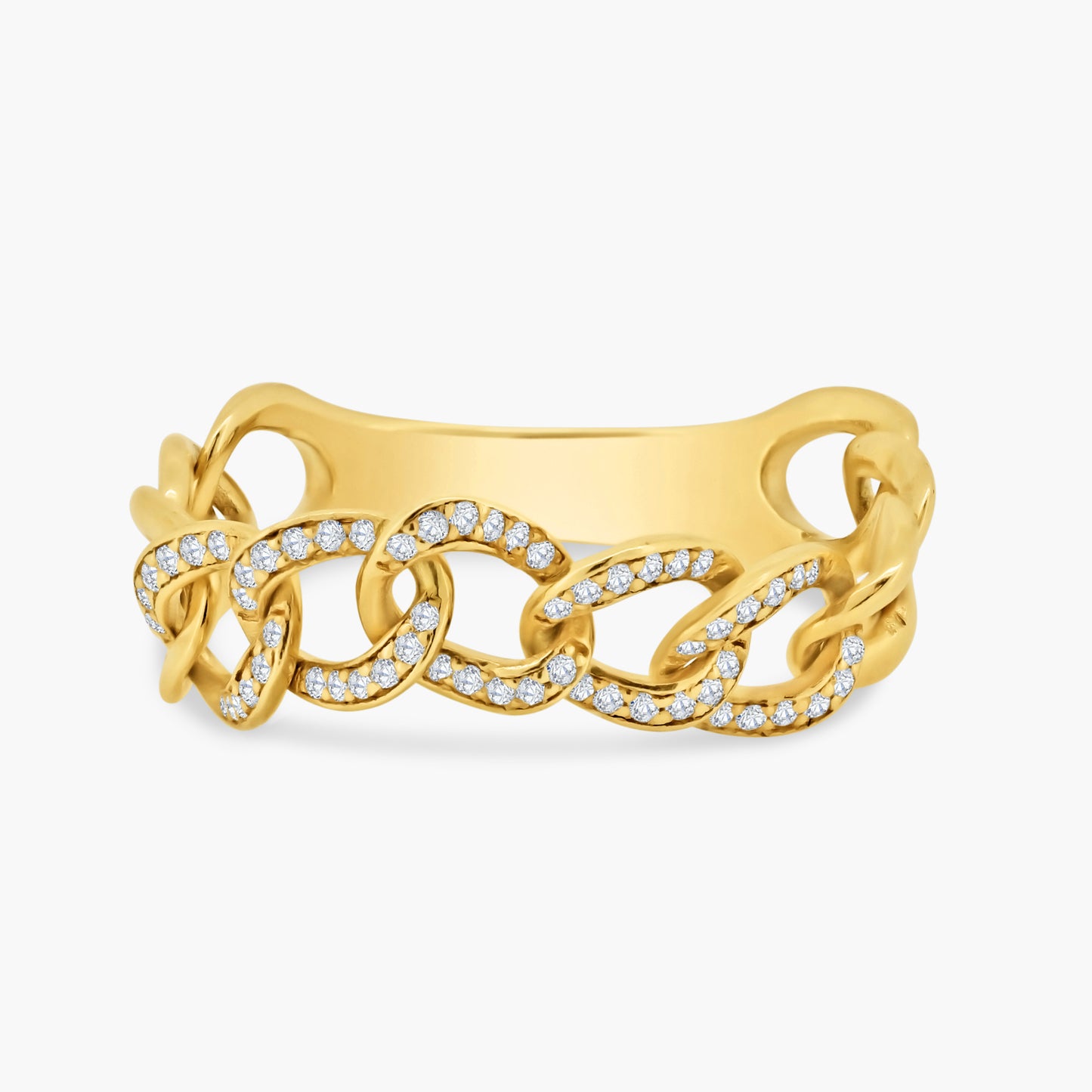 14K Yellow Gold Pave Diamond Chain Link Ring - R60577701