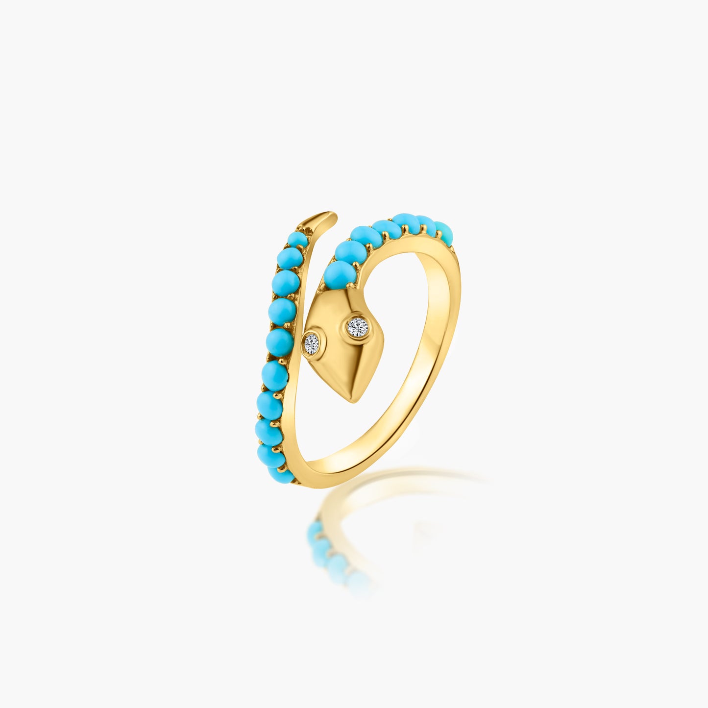 14K Yellow Gold Colored Gemstone Snake Ring - R605814