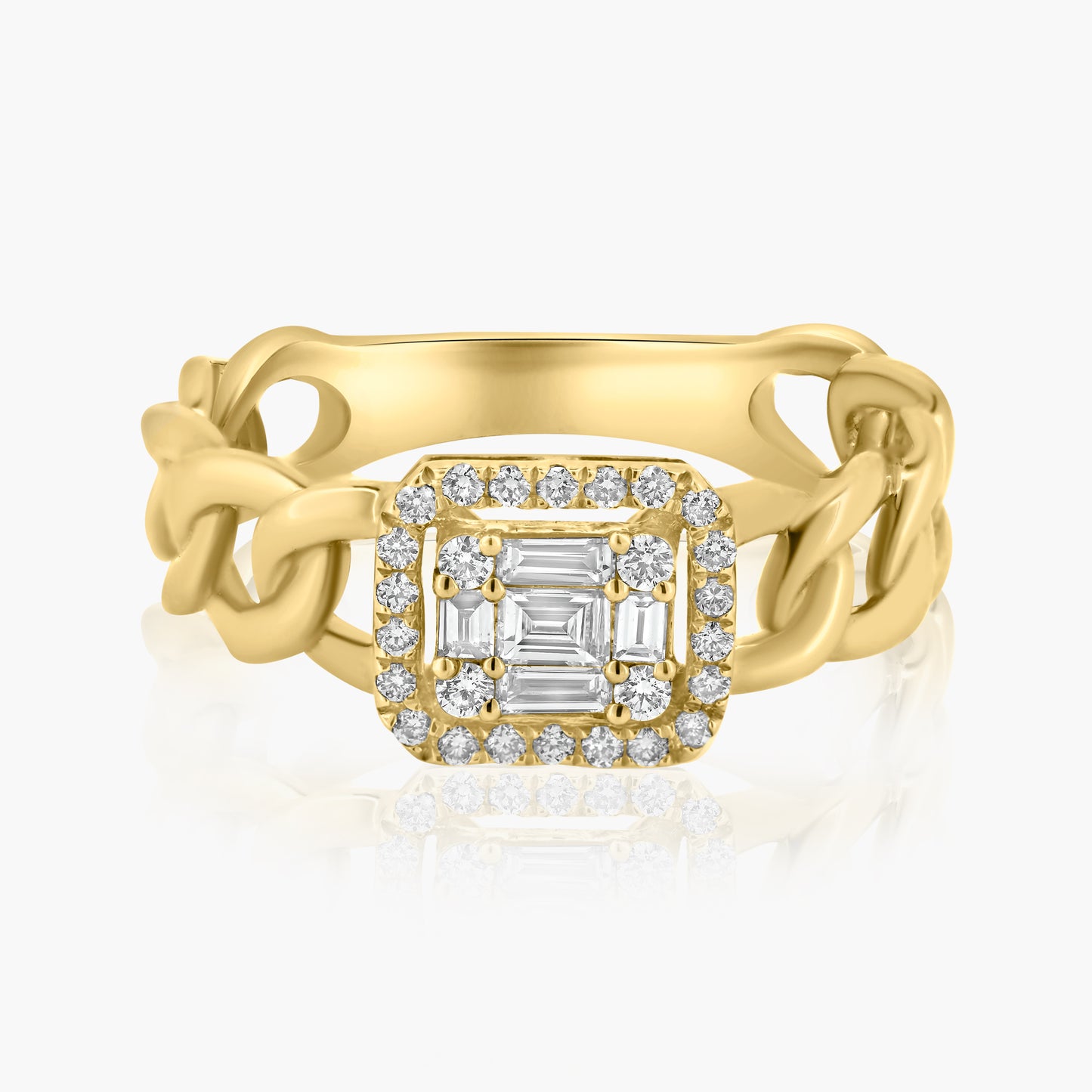 14K Yellow Gold Baguette Chain Link Ring-R60583301