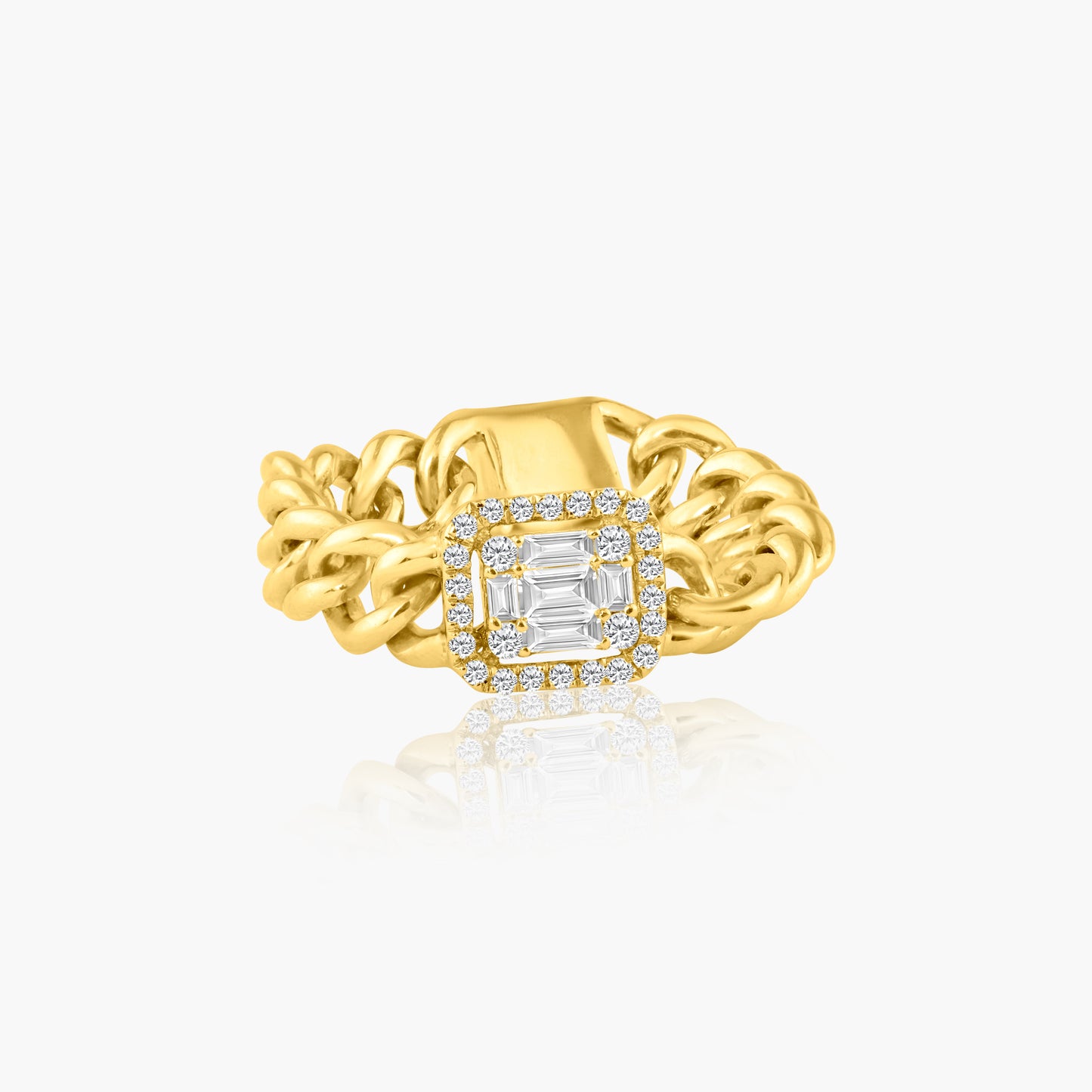 14K Yellow Gold Baguette Chain Link Ring-R60583302