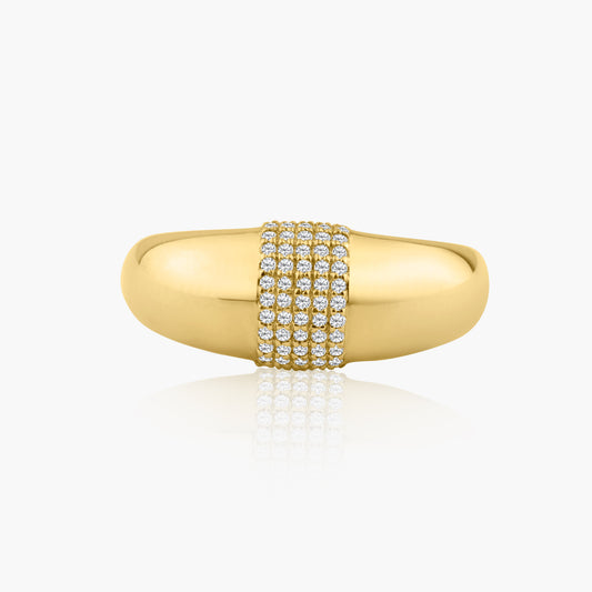 14K Yellow Gold Pave Diamond Dome Band-R60584401