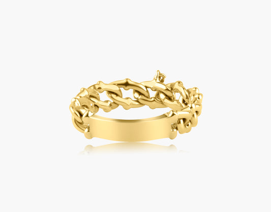 14K Yellow Gold Chain Link Ring - R605888