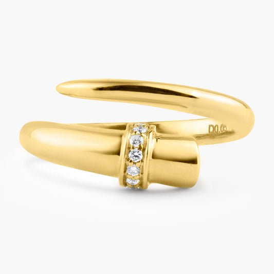 14K Yellow Gold Round Diamond Bar Wrap Ring - R60588903