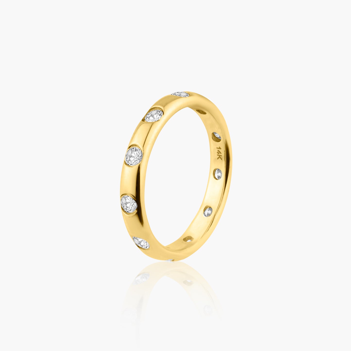 14K Yellow Gold Round Diamond Dome Band-R605905