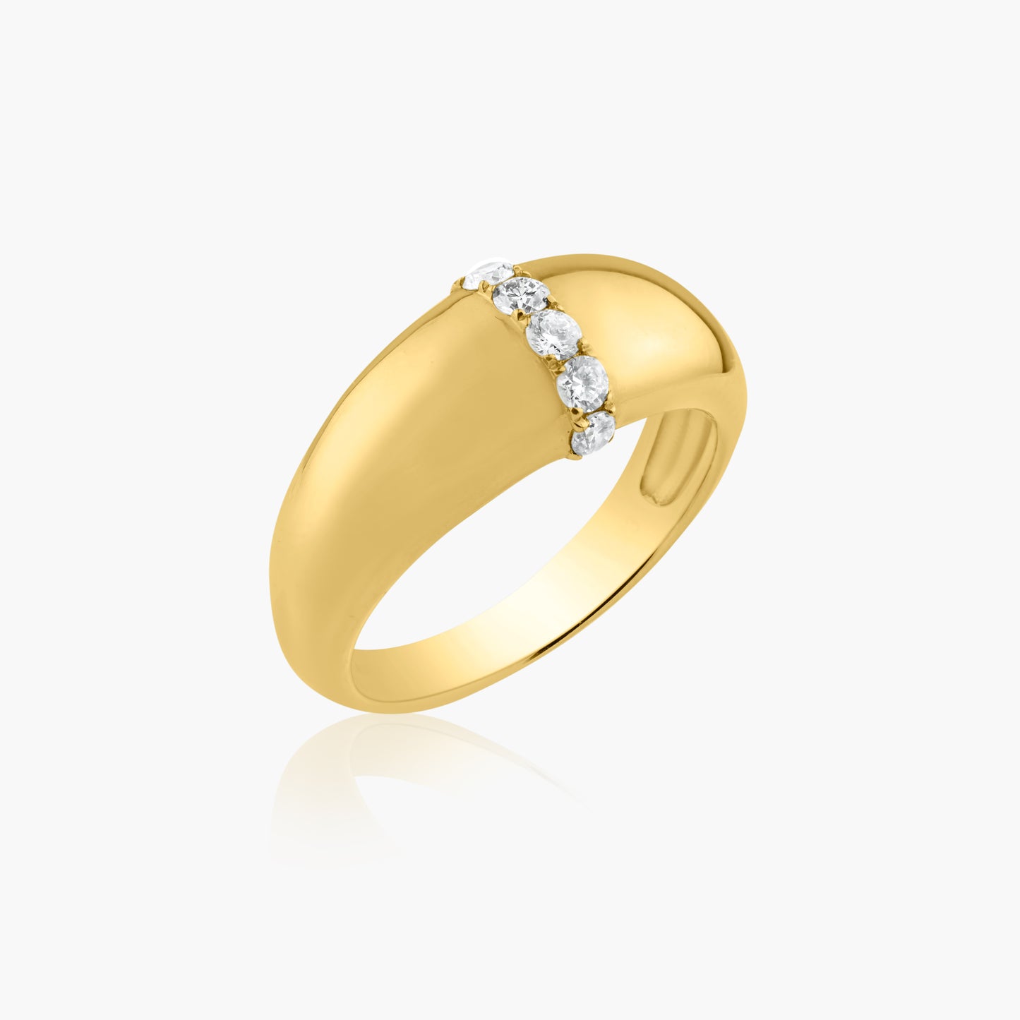 14K Yellow Gold Diamond Bar Dome Band-R605909