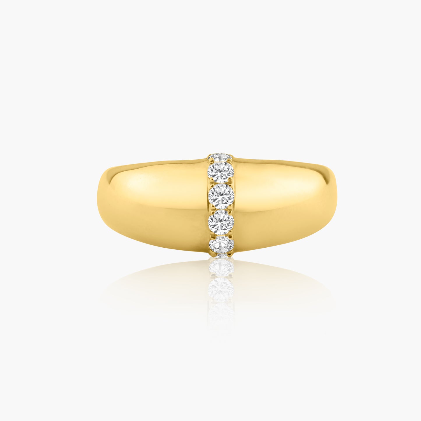 14K Yellow Gold Diamond Bar Dome Band-R605909