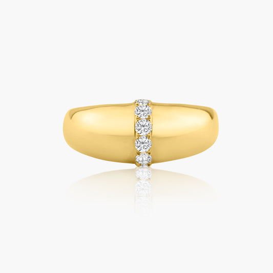 14K Yellow Gold Diamond Bar Dome Band-R605909